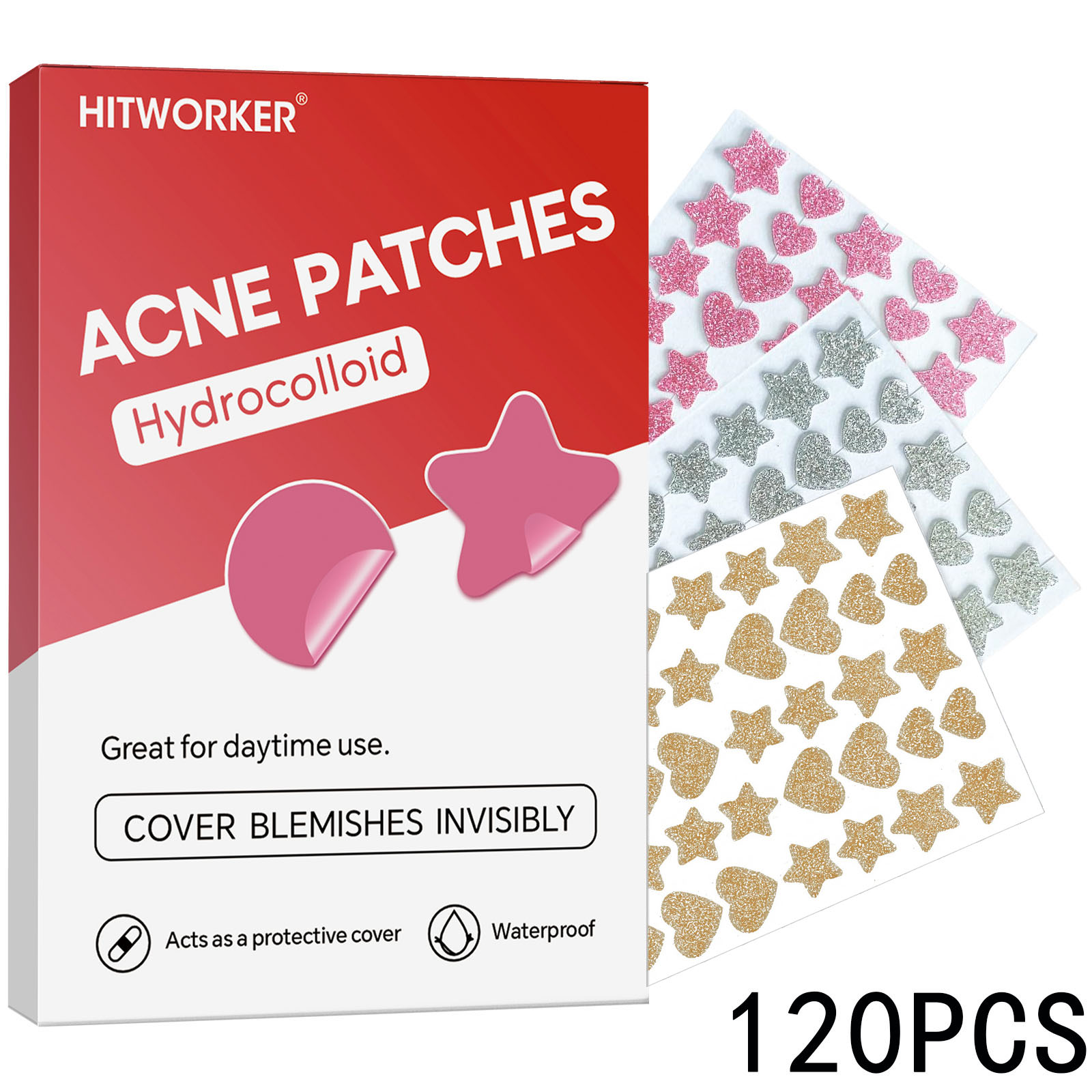 Skincare Oil Control - 120PCS Hydrocolloid Pimple Patches Glitter Star
