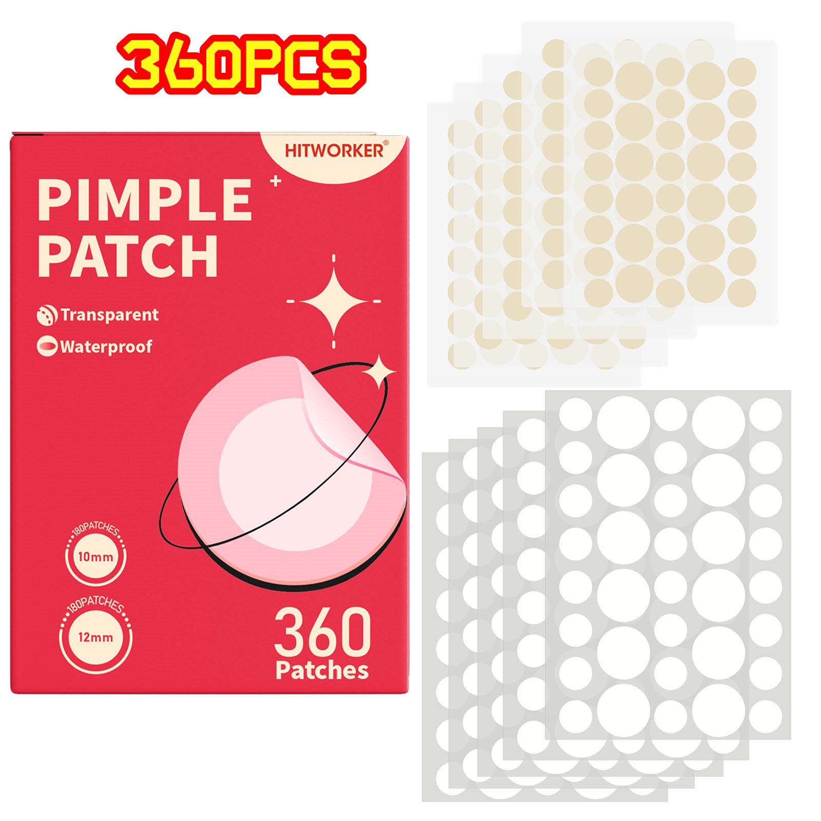 Skincare Oil Control - 360Pcs Hydrocolloid Blemish Patches Transparent Round